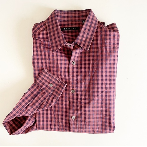 Theory Zach PS Cotton Plaid Button Down Shirt Men’s Size Small Lightweight - Picture 2 of 8